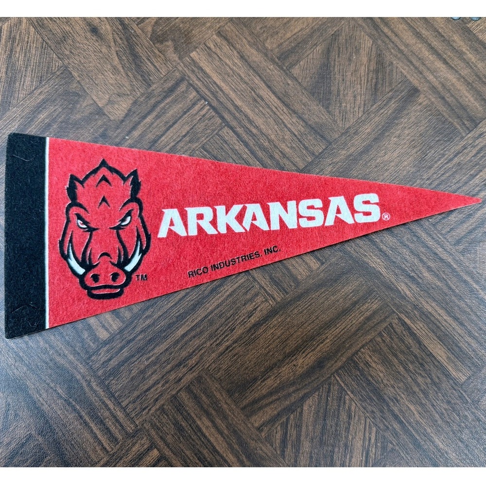 Arkansas Razorbacks Mini Felt Pennant Rico Industries Red Black Hog Mascot Logo